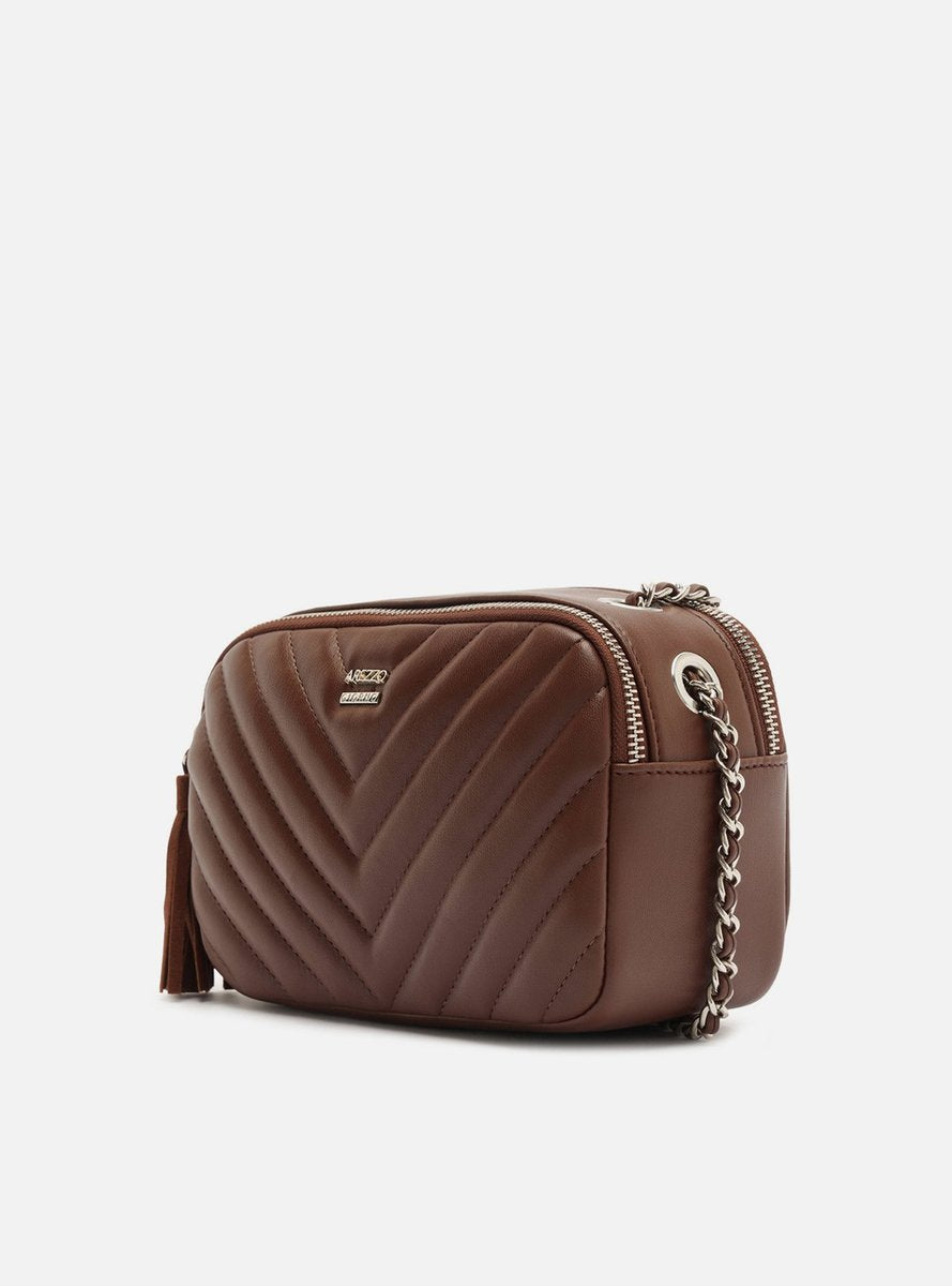 BOLSA TIRACOLO MARROM MATELASSÊ GRANDE BARBICACHO A 50029 0230 0007 AREZZO Imagem secundária do produto