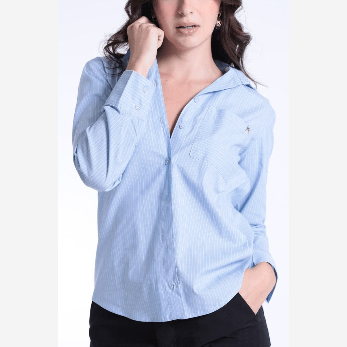 CAMISA ML LISTRADA BOLSO FRENTE CMFEM00023 REVANCHE