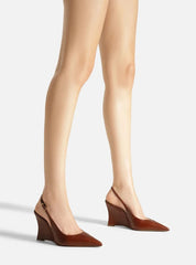 SCARPIN MARROM COURO SALTO ALTO ANABELA SLINGBACK A 13701 0002 0014 AREZZO