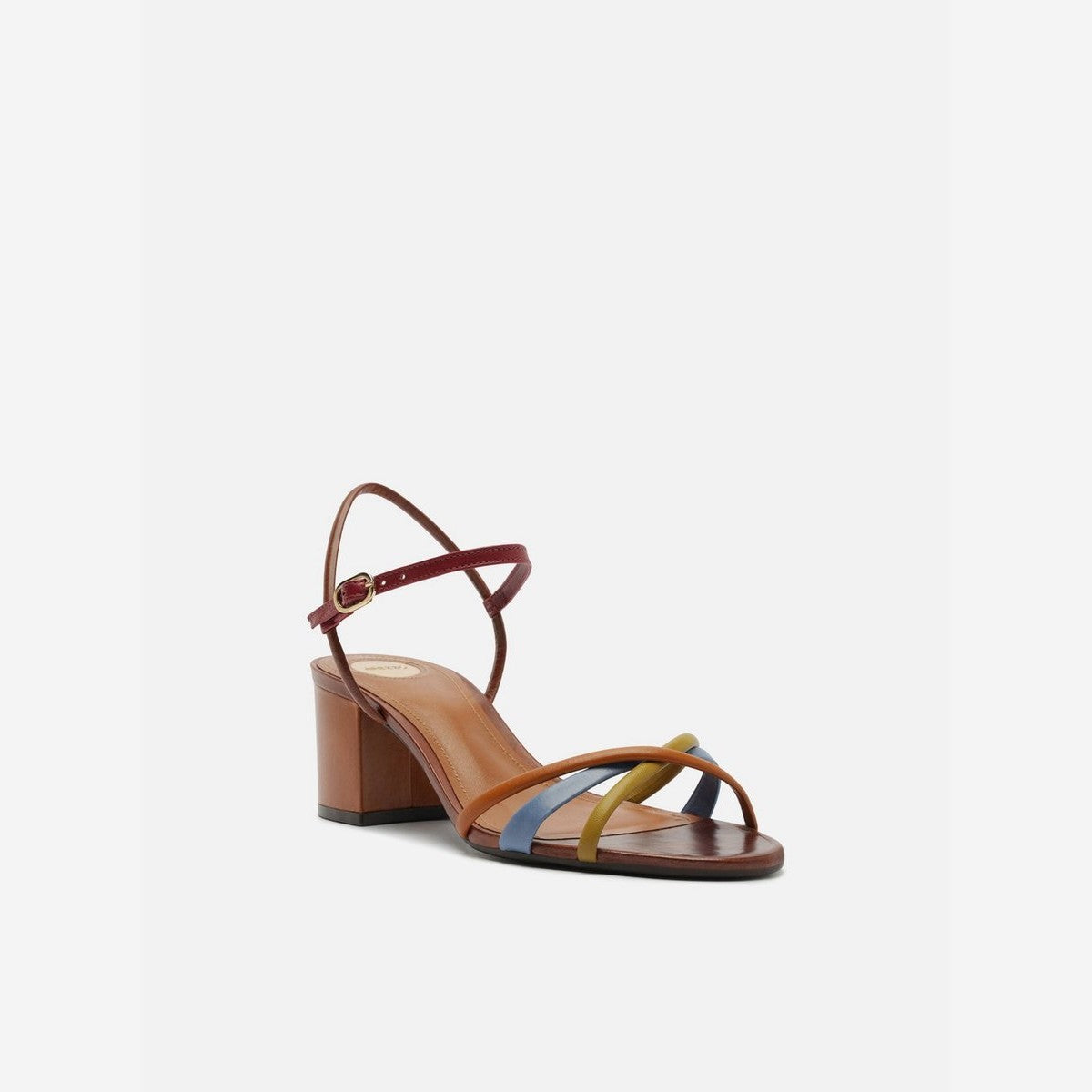 SANDÁLIA MULTICOLORIDA SALTO BLOCO FIVELA TIRAS A 10055 1312 0008 AREZZO