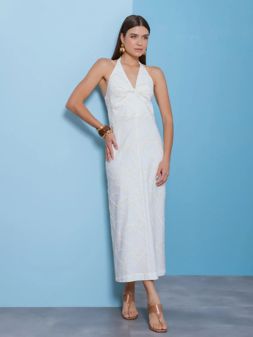 VESTIDO LINHO BORDADO 403637 SKENN