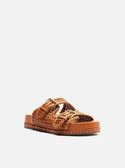 SANDÁLIA PAPETE MARROM TRAMADA FIVELAS A 13562 0001 0001 AREZZO