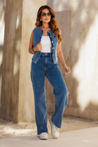 Calça Feminina REVANCHE ref. JEANS WIDE - VintedoisK
