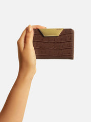 CARTEIRA MARROM CROCO PEQUENA DETALHE METAL A 40011 0310 0007 AREZZO