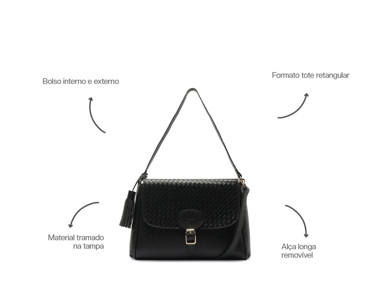 BOLSA TOTE COM DETALHE TASSEL PRETA C 50002 0233 0004 ANACAPRI Imagem secundária do produto