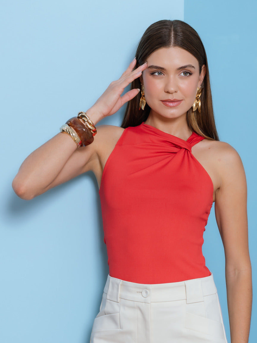Lateral blusa com drapeado Skenn feminina