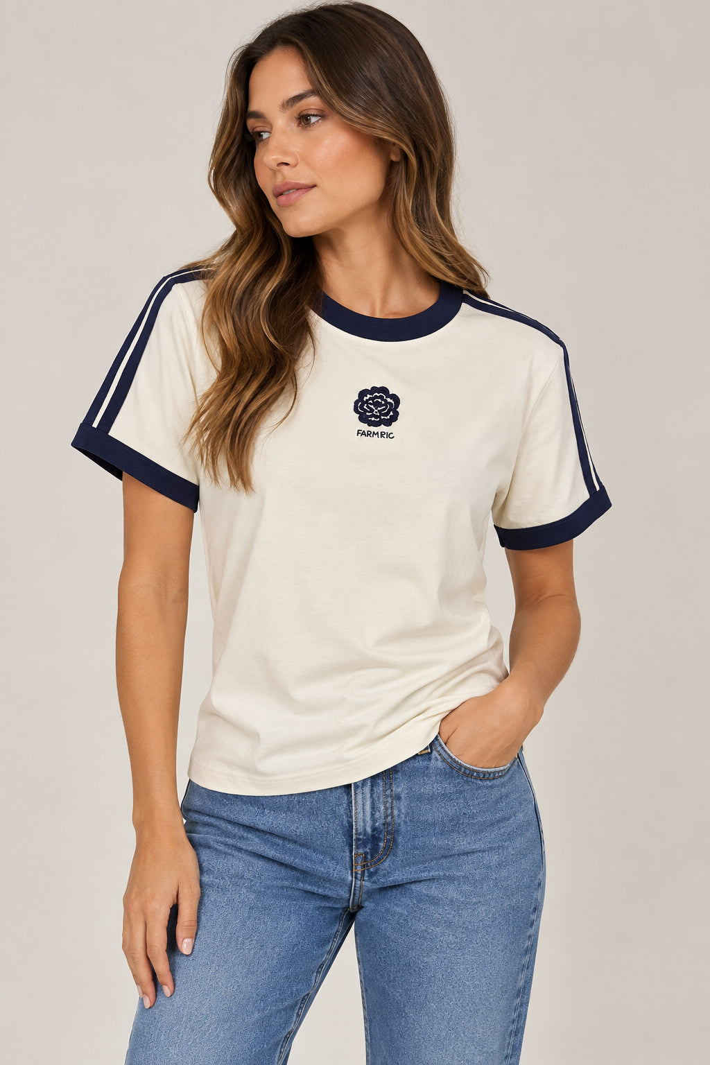 BLUSA BABYLOOK VIES BORDADO FLOR OFF WHITE 377176 FARM