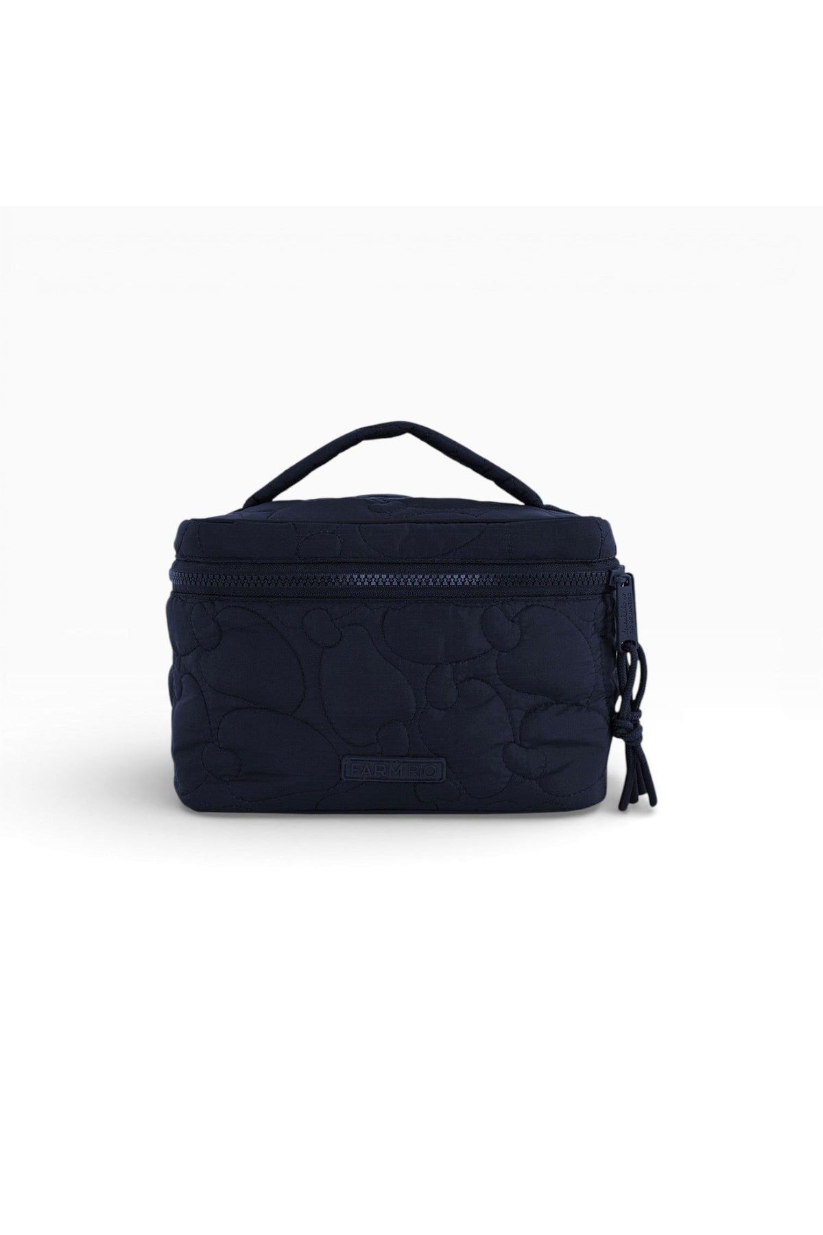 Necessaire Farm Me Leva Lisos azul com alça superior e zíper, vista de frente Imagem principal do produto