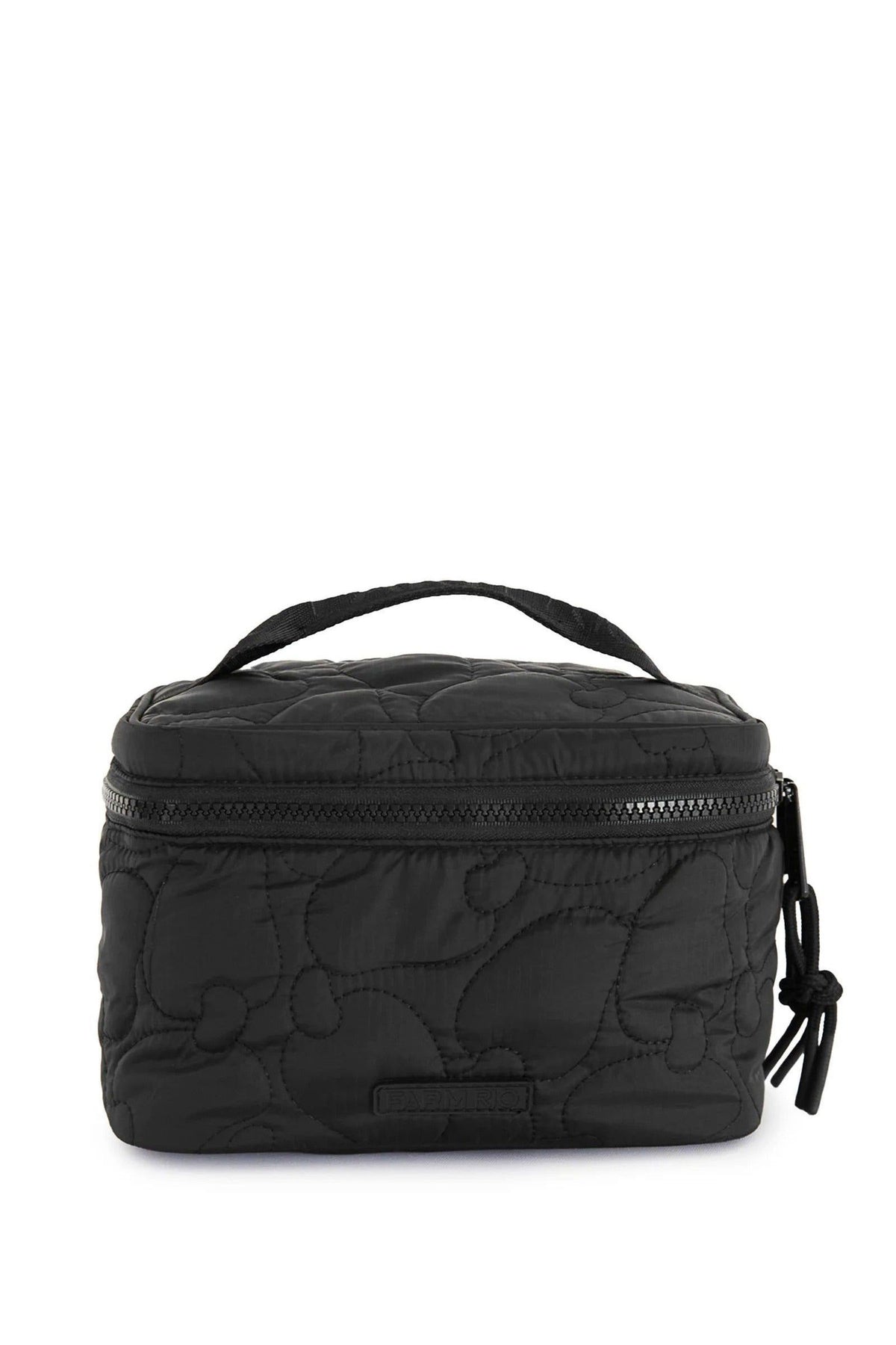 Necessaire Farm Me Leva Liso preta com alça superior e zíper, textura matelassê Imagem principal do produto