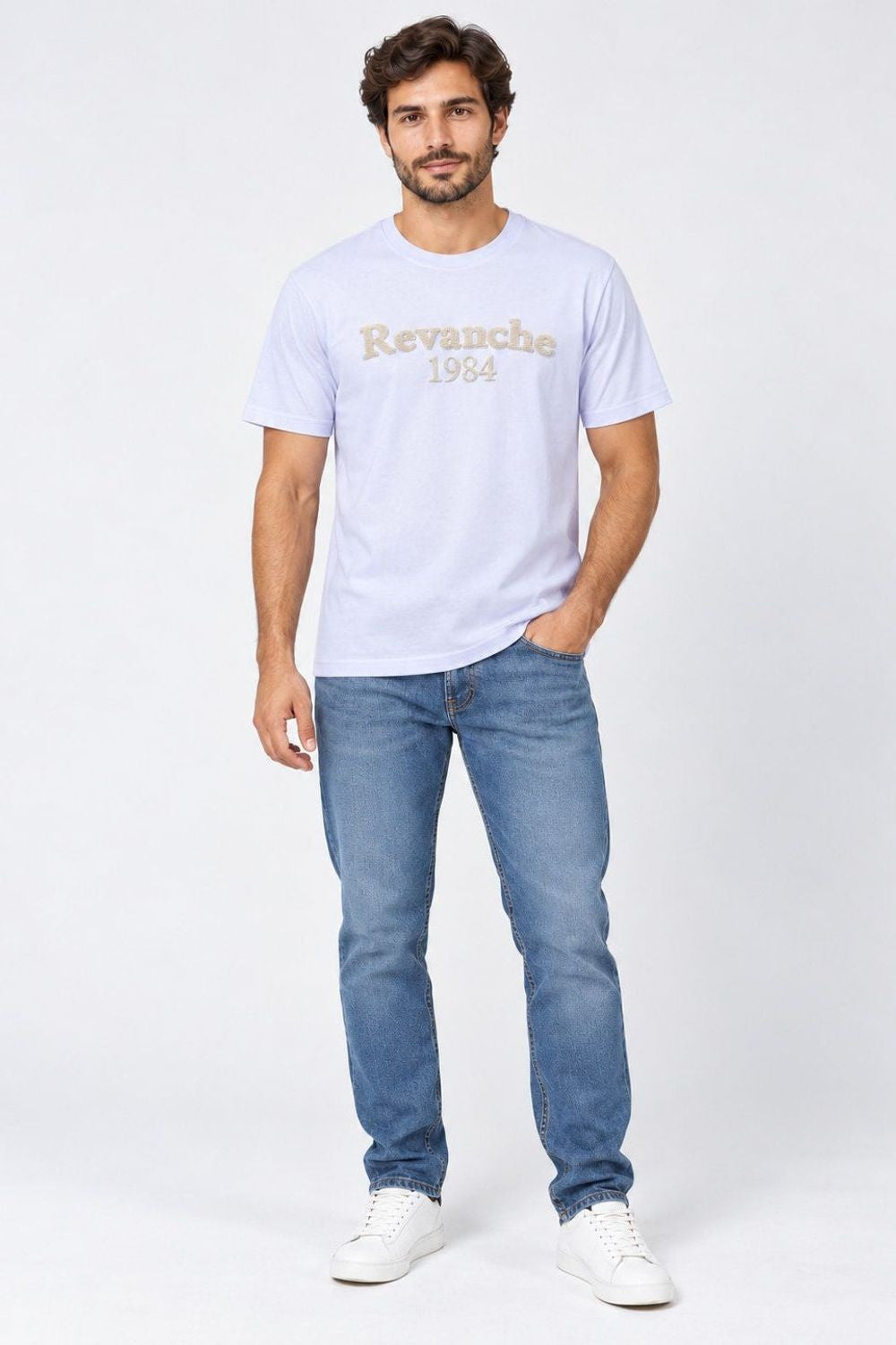 Branco | Camiseta Masculina Manga Curta Bordada Revanche Revanche — frente Imagem principal do produto