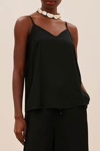 Blusa alça fina decote V 103742 Cacay feminino, frente com decote V