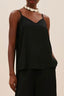 Blusa alça fina decote V 103742 Cacay feminino, frente com decote V