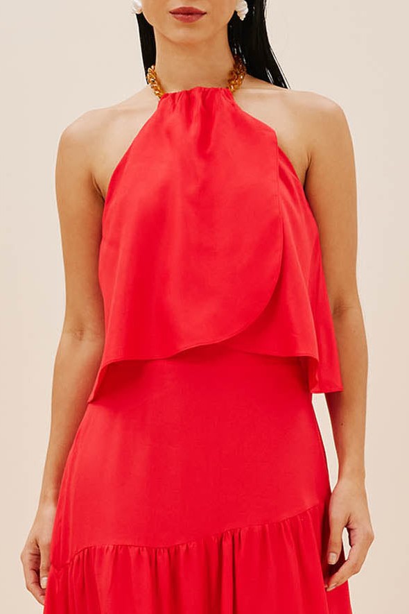 Blusa Cacay com detalhe corrente no pescoço, frente feminina Imagem principal do produto