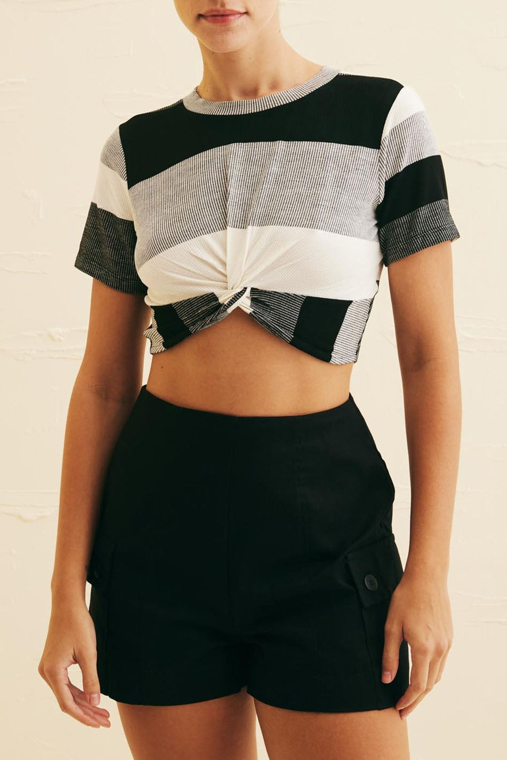 Blusa cropped nó manga curta Cacay 103079 feminina, vista frente