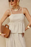Blusa resort listrada linho Skenn, frente com listras e tecido leve