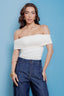 Blusa ombro drapeado Skenn feminina frontal