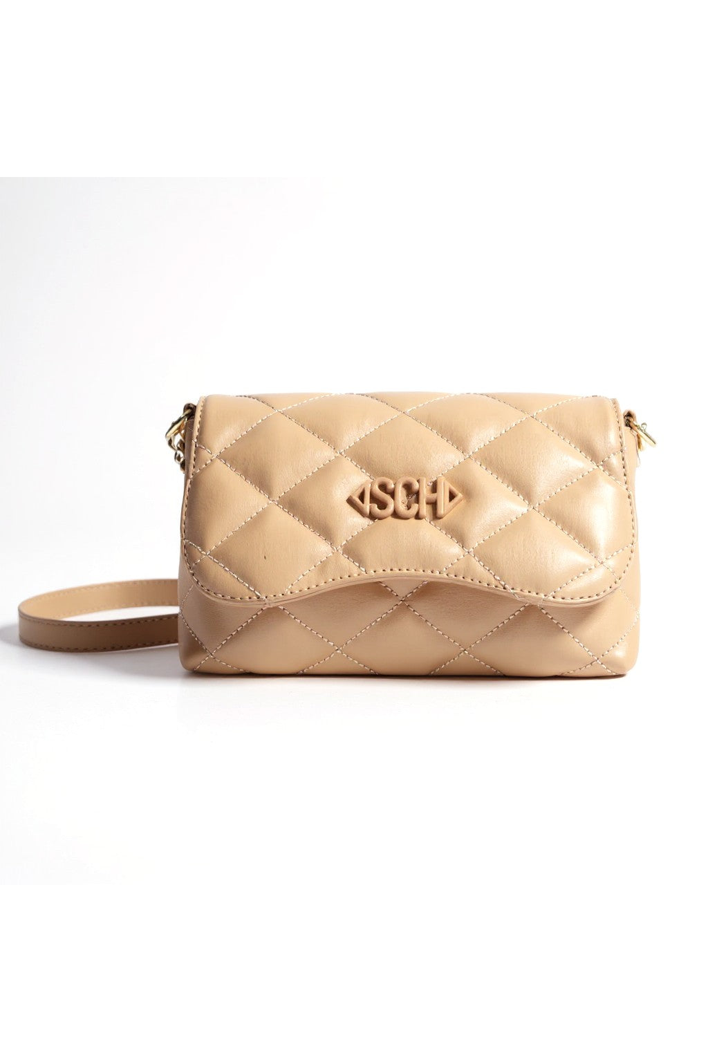 Bolsa crossbody pequena matelassê bege Schutz frente Imagem principal do produto