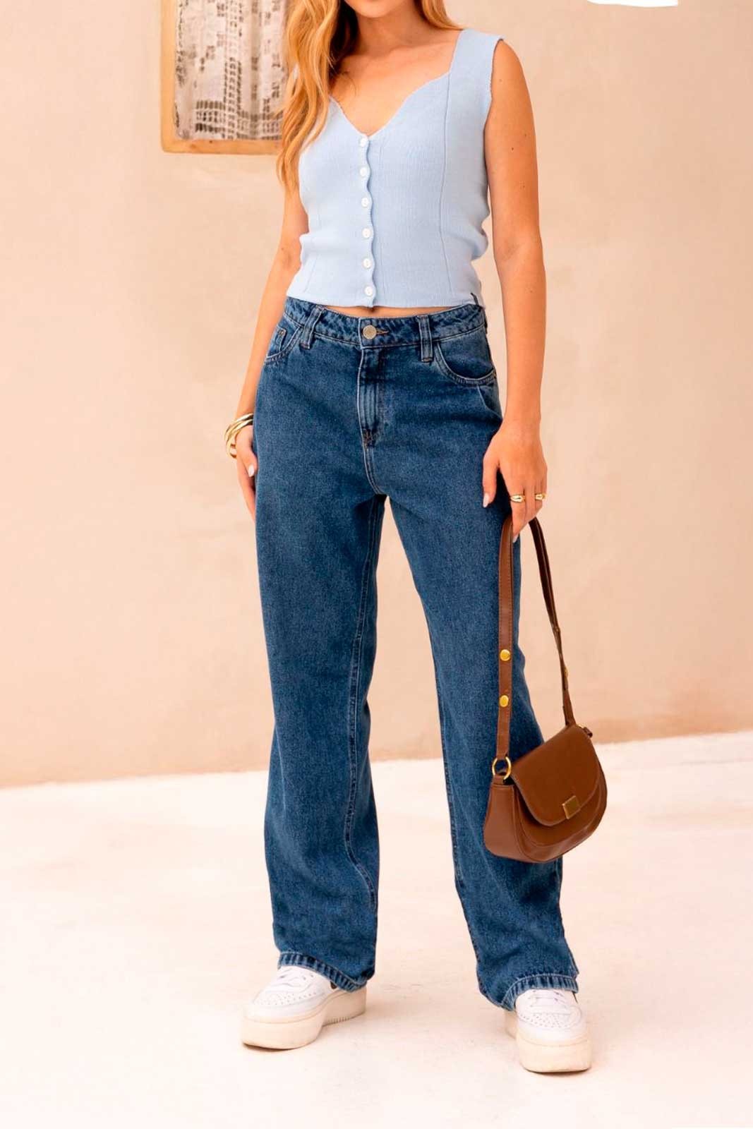 Calça Feminina REVANCHE ref. JEANS WIDE - VintedoisK