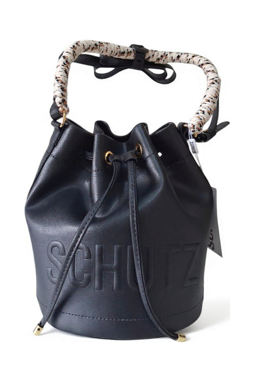 Bolsa bucket preta com logo Schutz frente feminina