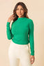 Blusa manga longa gola alta canelada B7160 Coqueta, frente feminina