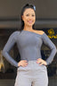 Blusa canelada gloss Skenn 374133, frente brilhante feminina