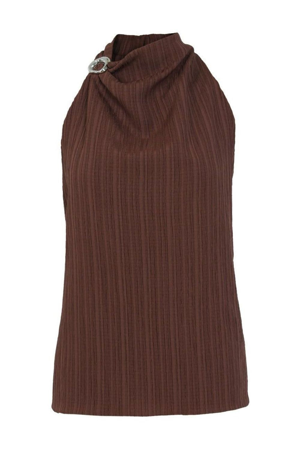 Blusa plissada metal SKENN 413128 feminina, frente com plissados estruturados