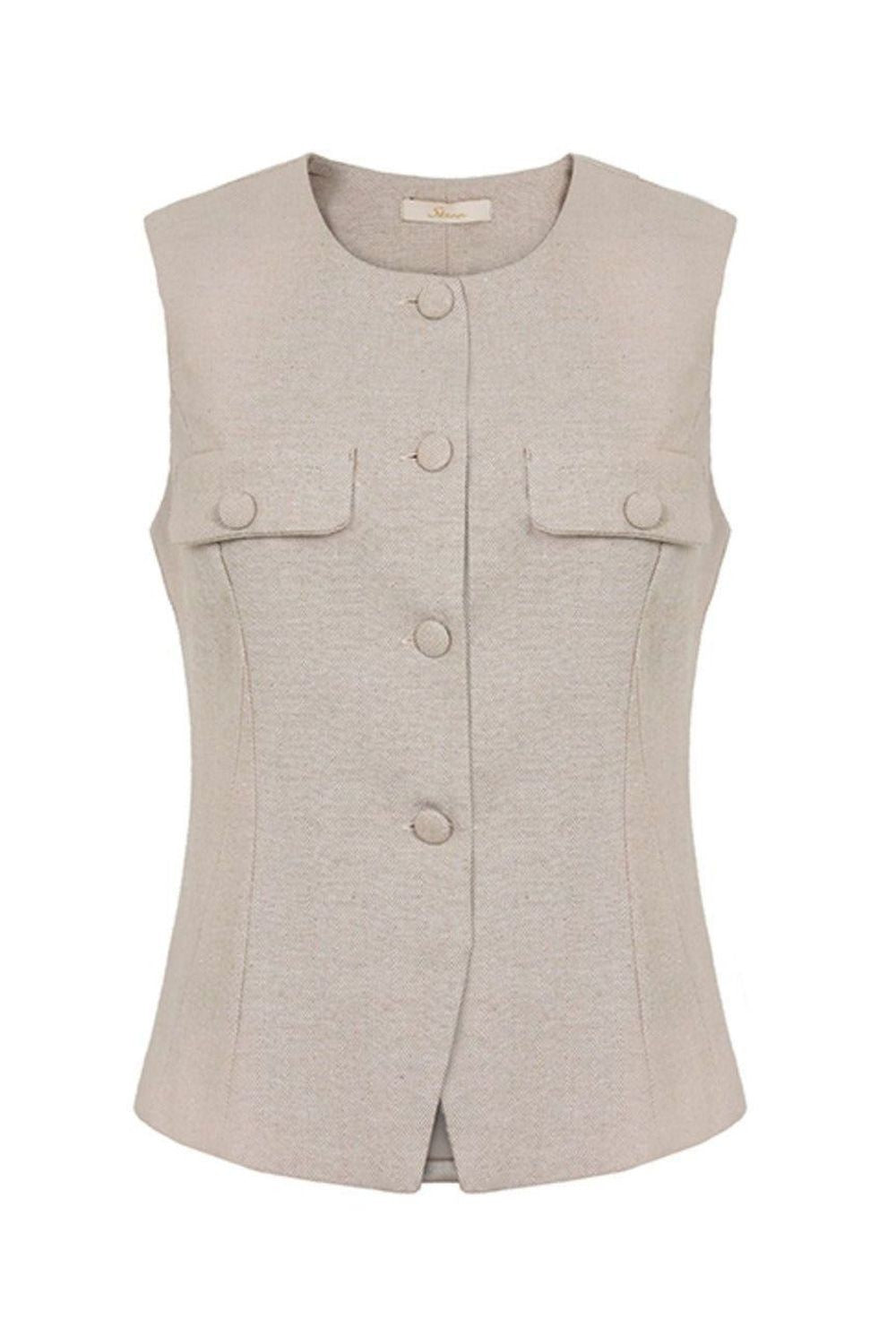 Blusa colete alfaiataria maquinetada 413125 Skenn feminina vista frontal Imagem principal do produto