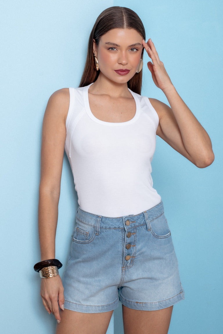 Blusa listrada rib feminina Skenn 404164, frente Imagem principal do produto