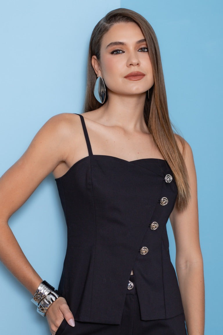 Blusa envelope linho 403220 Skenn feminina vista frontal