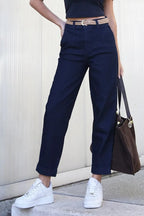 CALÇA JEANS MOM ESCURA BARRA ITALIANA CAFEM00147 REVANCHE