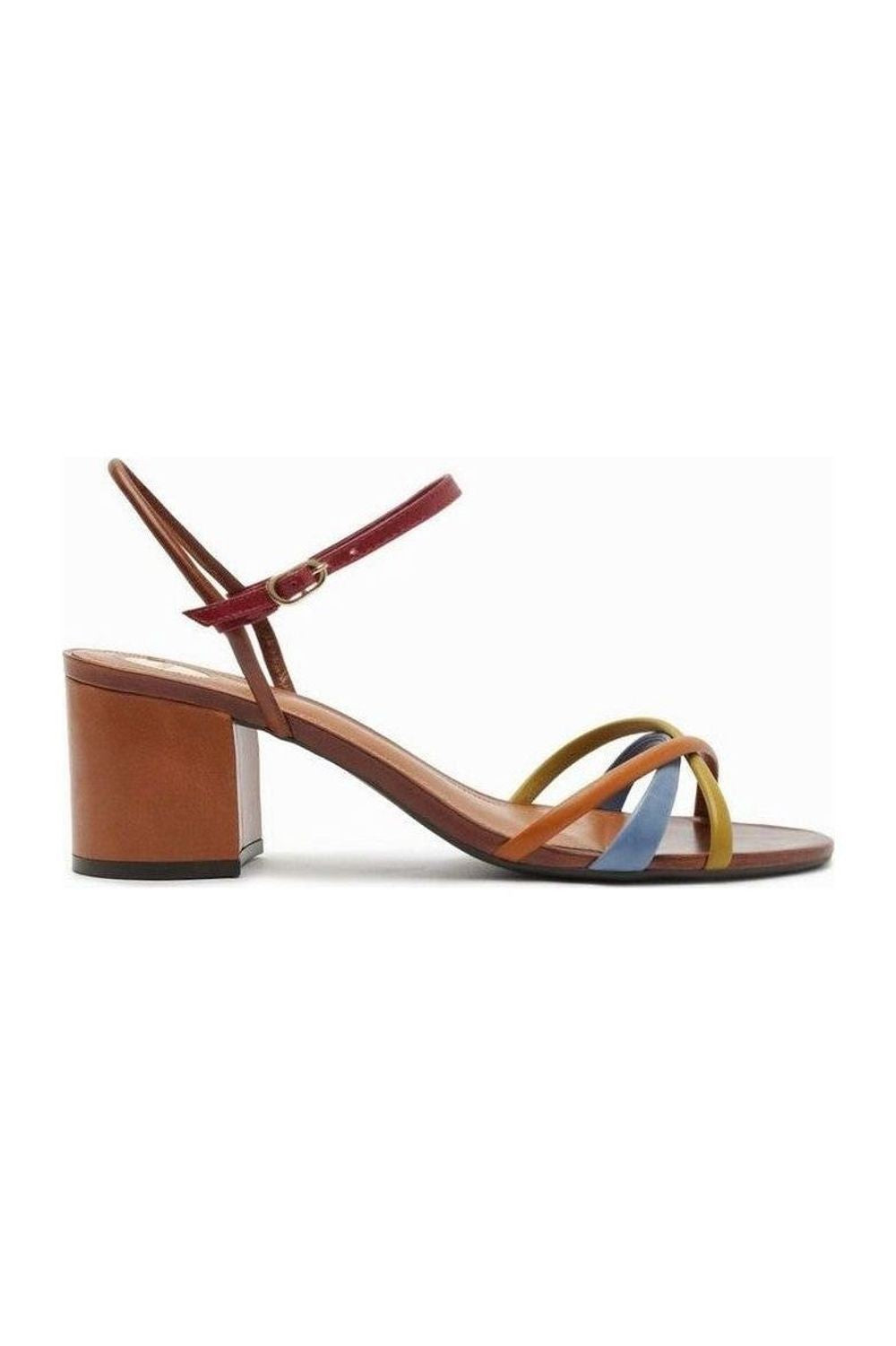 SANDÁLIA MULTICOLORIDA SALTO BLOCO FIVELA TIRAS A 10055 1312 0008 AREZZO