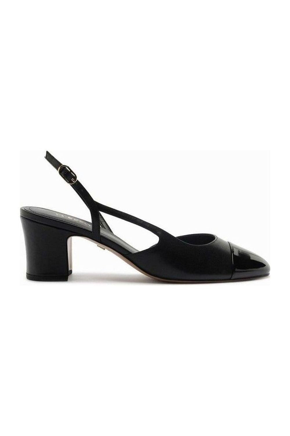 SCARPIN PRETO COURO SALTO BLOCO SLINGBACK A 14209 0001 0001 AREZZO