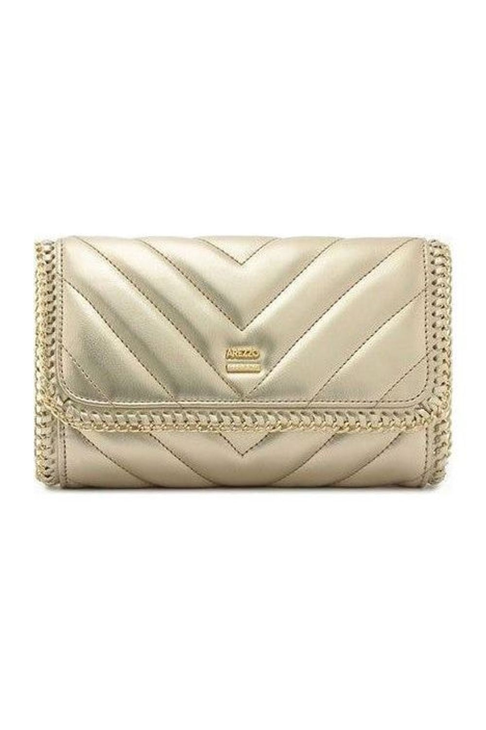 BOLSA TIRACOLO DOURADA PEQUENA MATELASSÊ CORRENTE A 57100 1798 0017 AREZZO