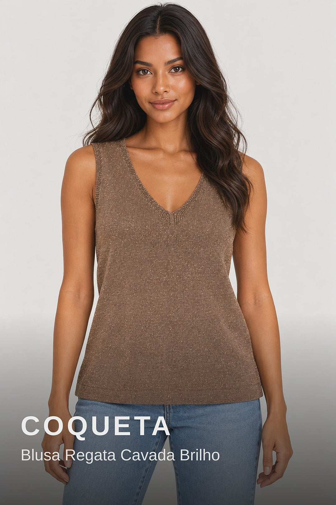 Coqueta Blusa Regata Cavada Brilho