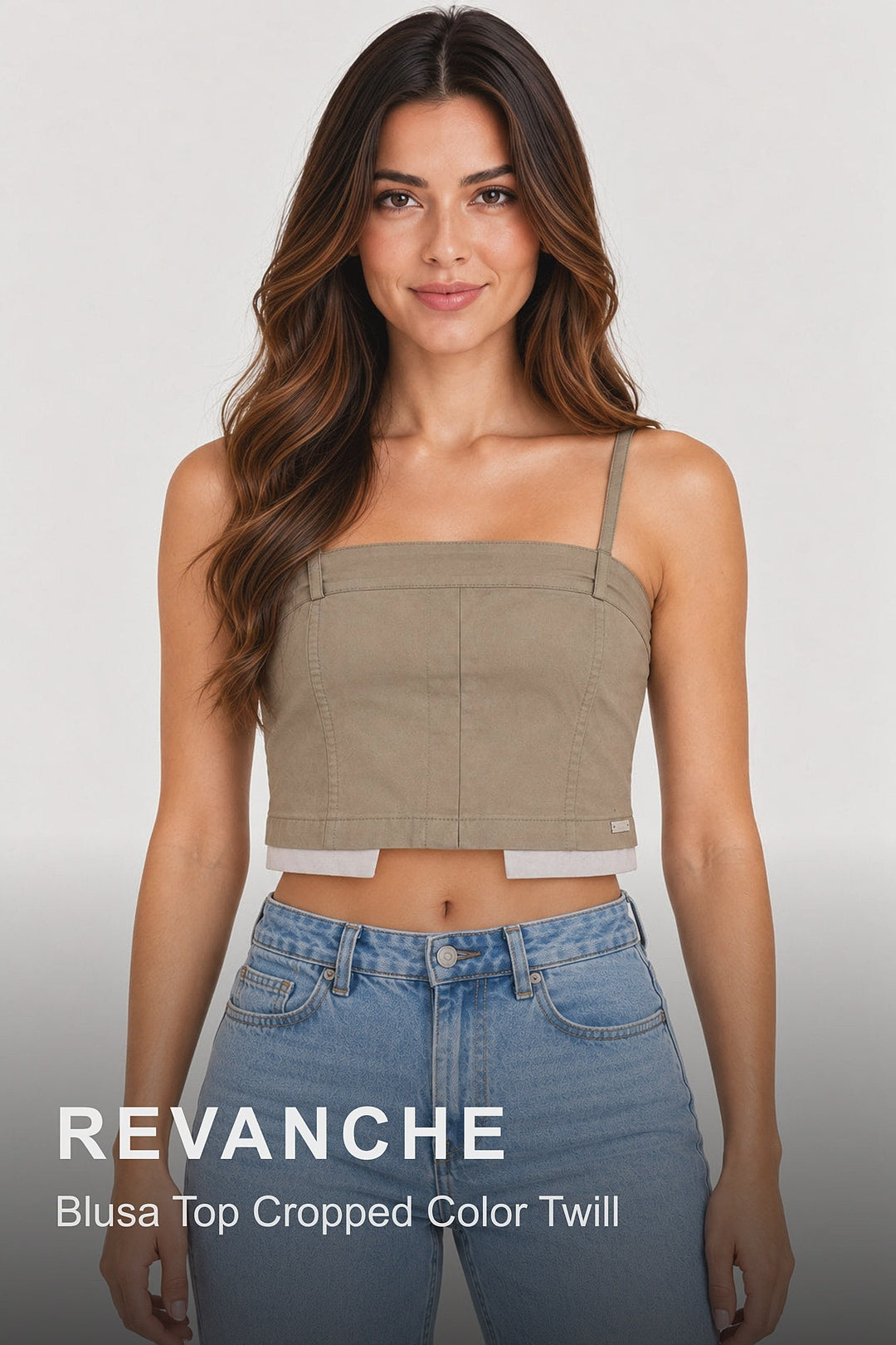 Revanche Blusa Top Cropped Color Twill