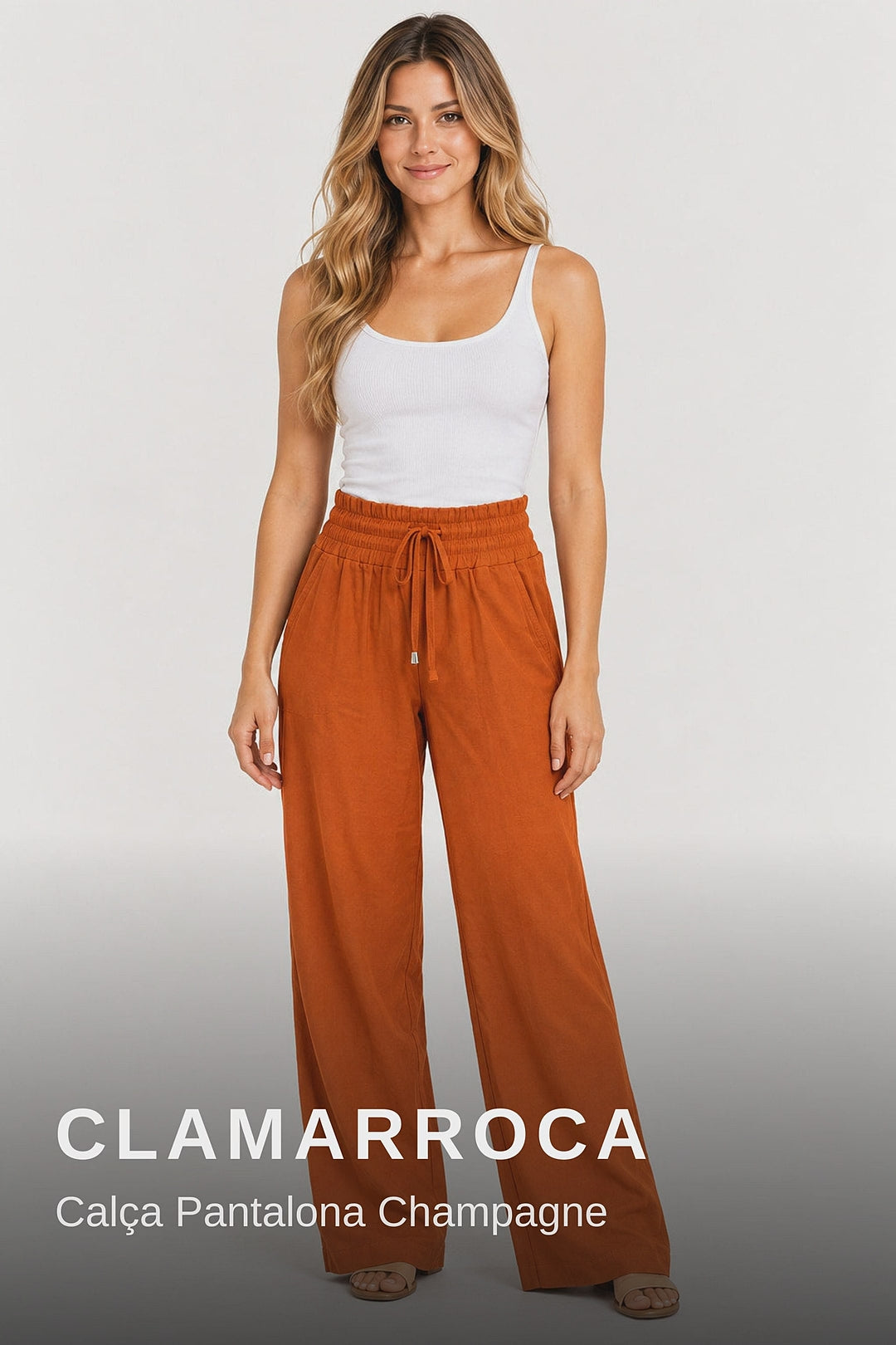 Clamarroca Calça Pantalona Champagne