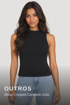 Outros Blusa Cropped Canelado Gola