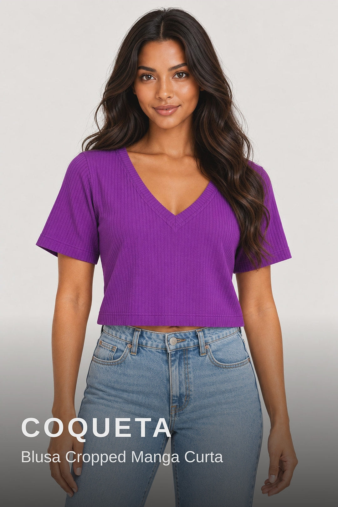 Coqueta Blusa Cropped Manga Curta