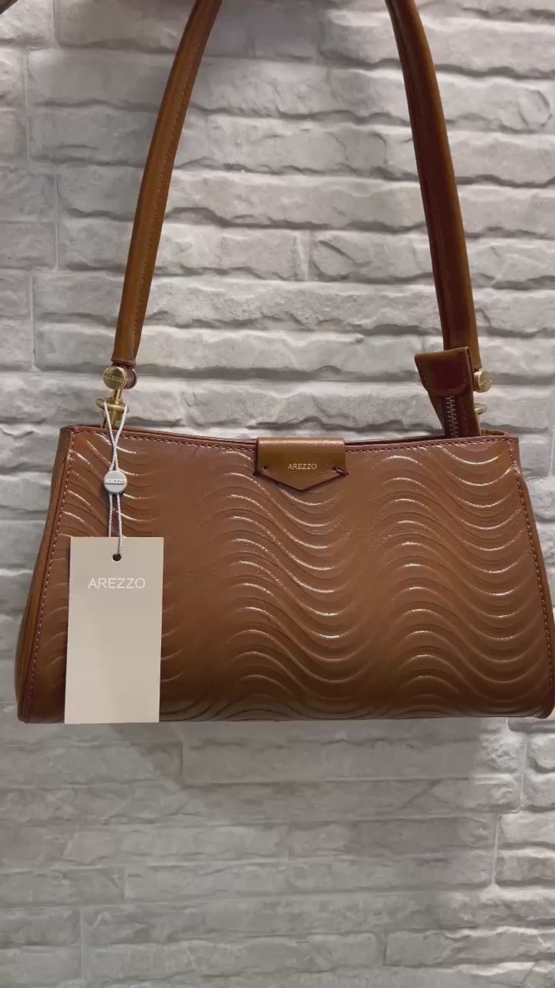 BOLSA SHOULDER MARROM COURO WAVE MÉDIA A 50018 1141 0003 AREZZO
