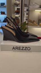 SCARPIN PRETO COURO SALTO ANABELA SLINGBACK A 13701 0002 0009 AREZZO