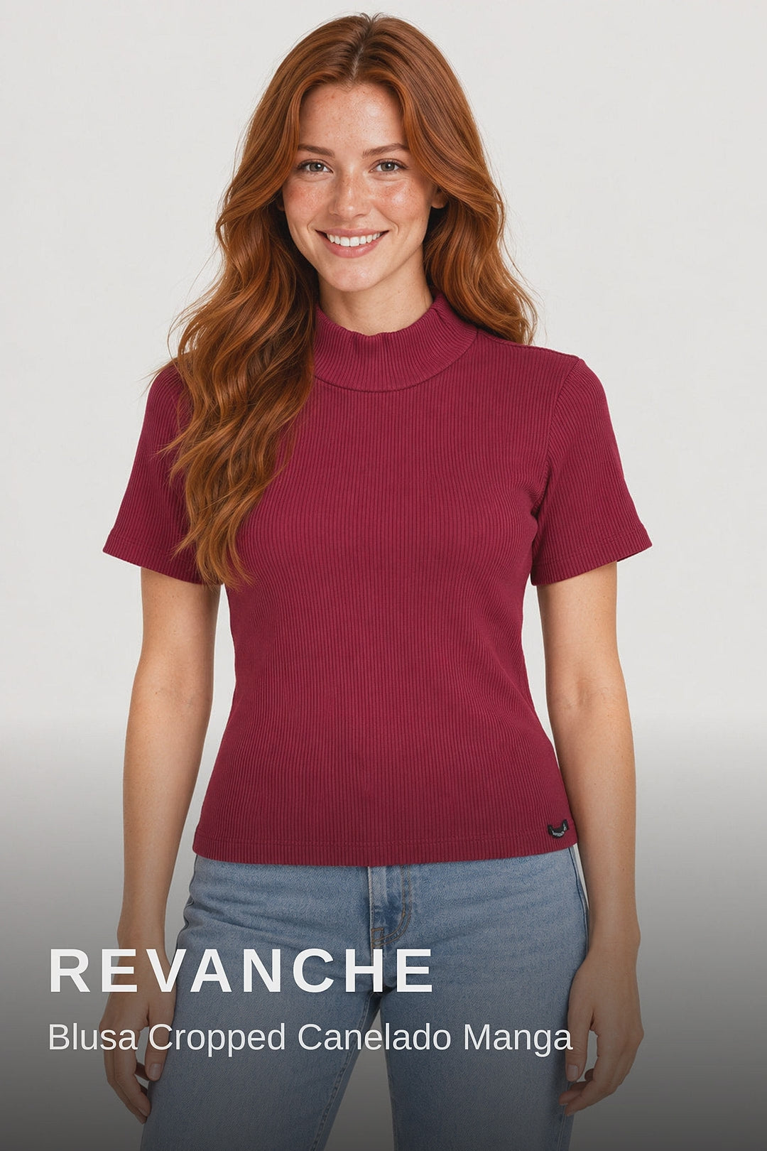 Revanche Blusa Cropped Canelado Manga