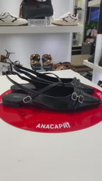 SAPATILHA SLINGBACK FIVELA DUPLA PRETA C 30029 0374 0001 ANACAPRI