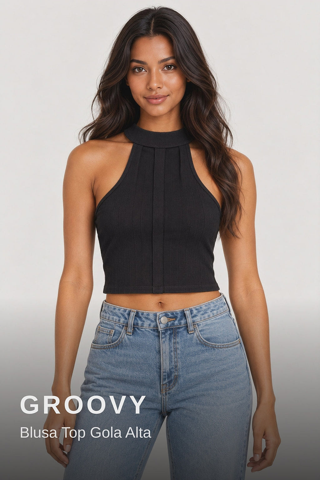 Groovy Blusa Top Gola Alta