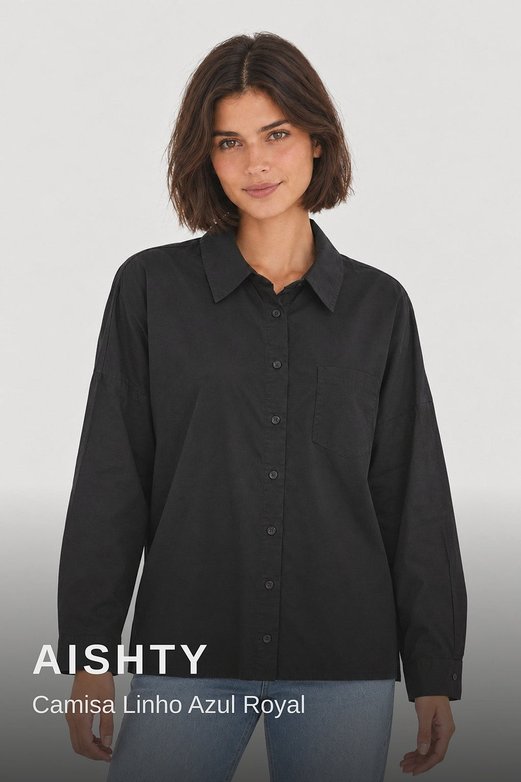 Aishty Camisa Linho Azul Royal